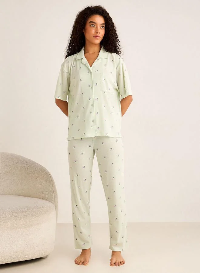 Splash FAV Pyjama Set Button-Down Shirt & Pants
